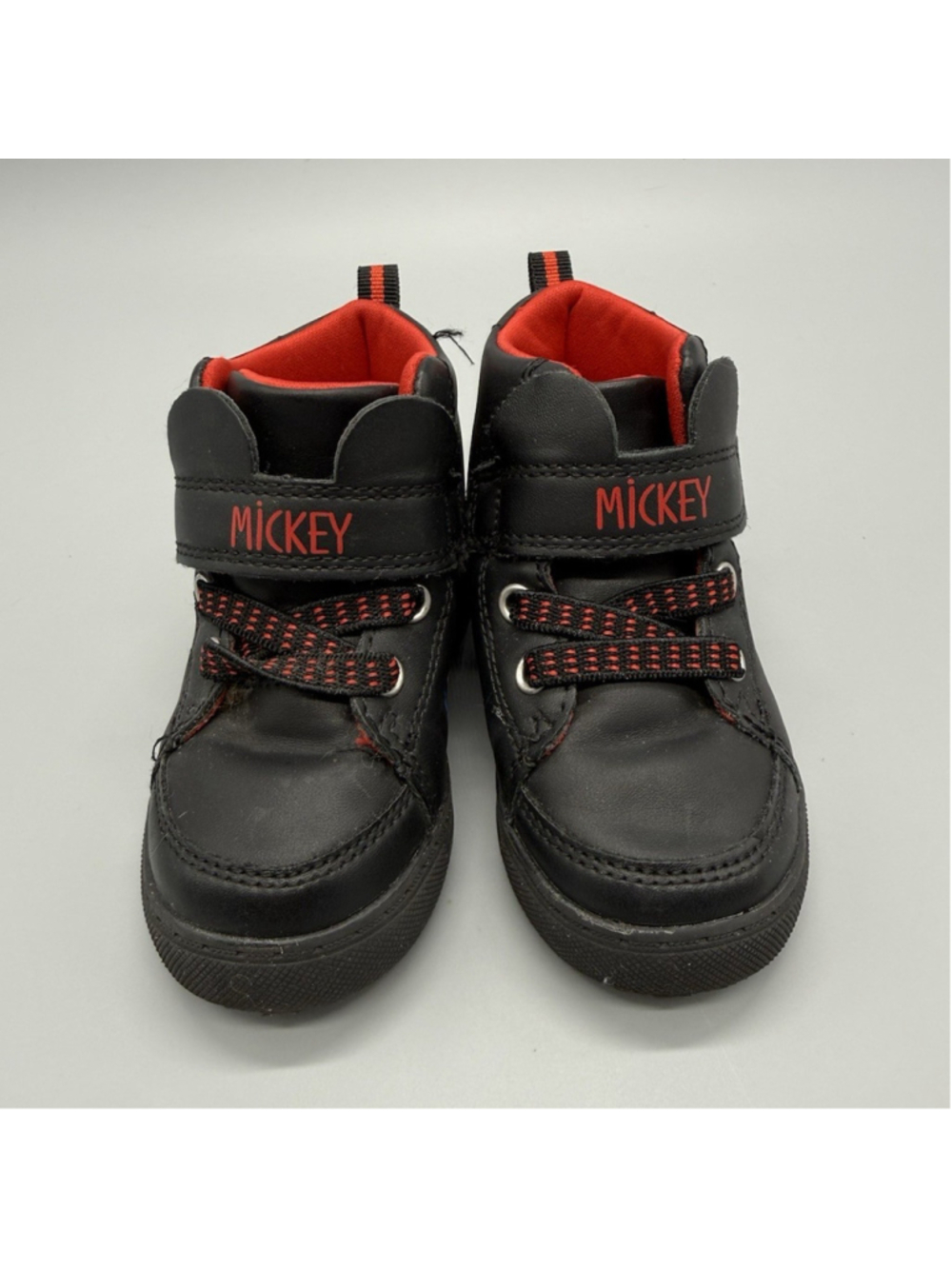 Disney Junior Mickey Mouse & Pluto Hook & Loop Sneakers Black/Red Boys 6